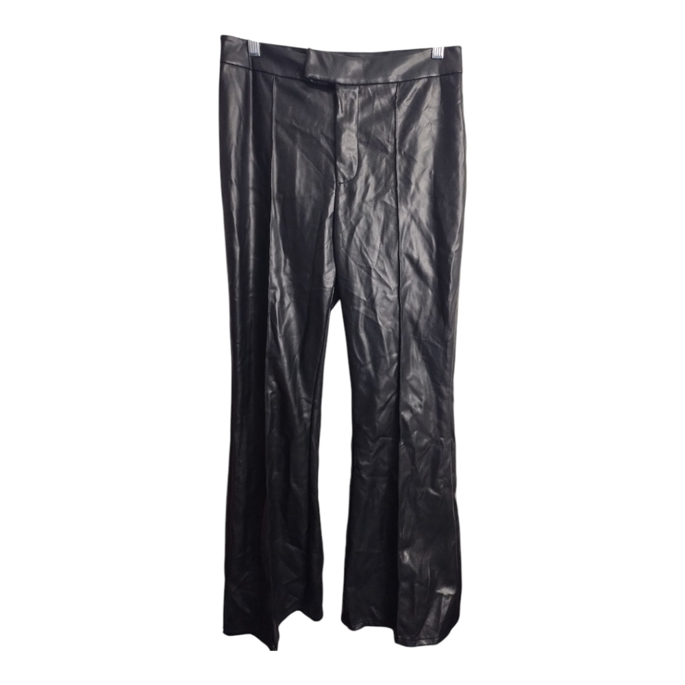 7 For All Mankind High Rise Faux Leather Flare Wide Leg Office Festival Pants M